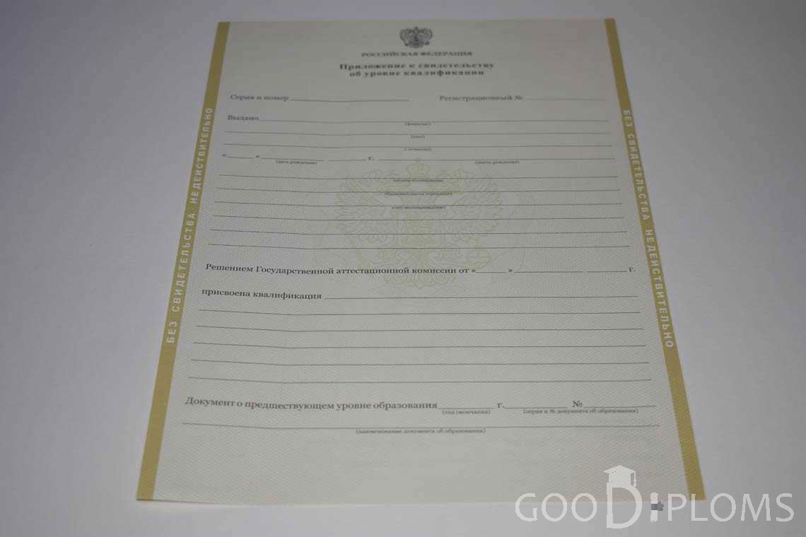 Приложение к Свидетельству об Уровне Квалификации период выдачи 2011-2020 -  Долгопрудный