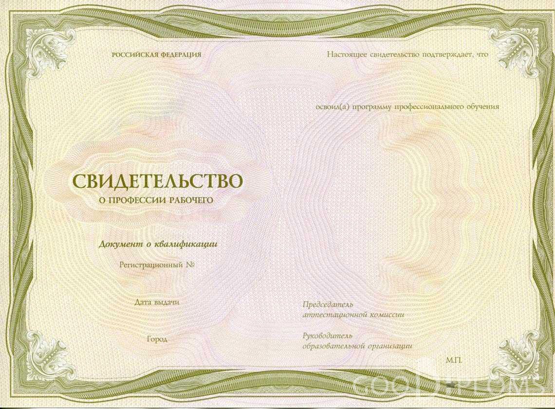 Свидетельство о Профессии Рабочего период выдачи 1999-2020 -  Долгопрудный