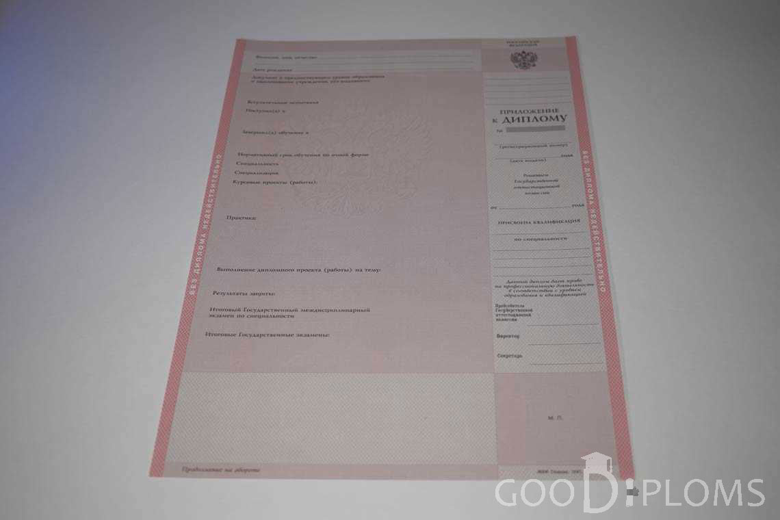 Приложение к Диплому Техникума с Отличием в период c 1997 по 2002 год - Долгопрудный