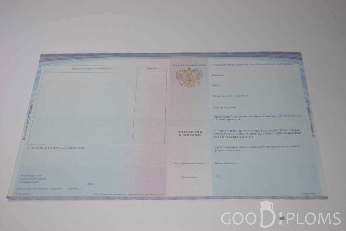 Приложение к Диплому Техникума с Отличием в период c 2014 по 2025 год - Долгопрудный