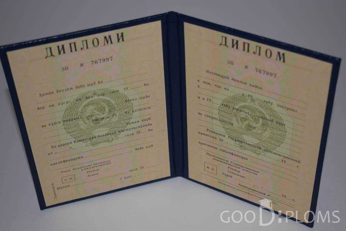 Диплом Вуза СССР Таджикистан  период выдачи 1975-1996 -  Долгопрудный